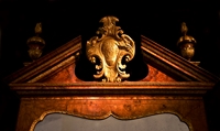 A George II Burr Walnut Parcel-Gilt and Gilt Bronze Mounted Bureau Bookcase In the manner of Giles Grendey
