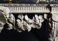A RARE GEORGE II PERIOD CARVED AND PAINTED SIDE TABLE
