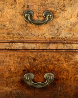 A George I Period Burr Walnut Giltwood and Brass Mounted Bombe Bureau Cabinet