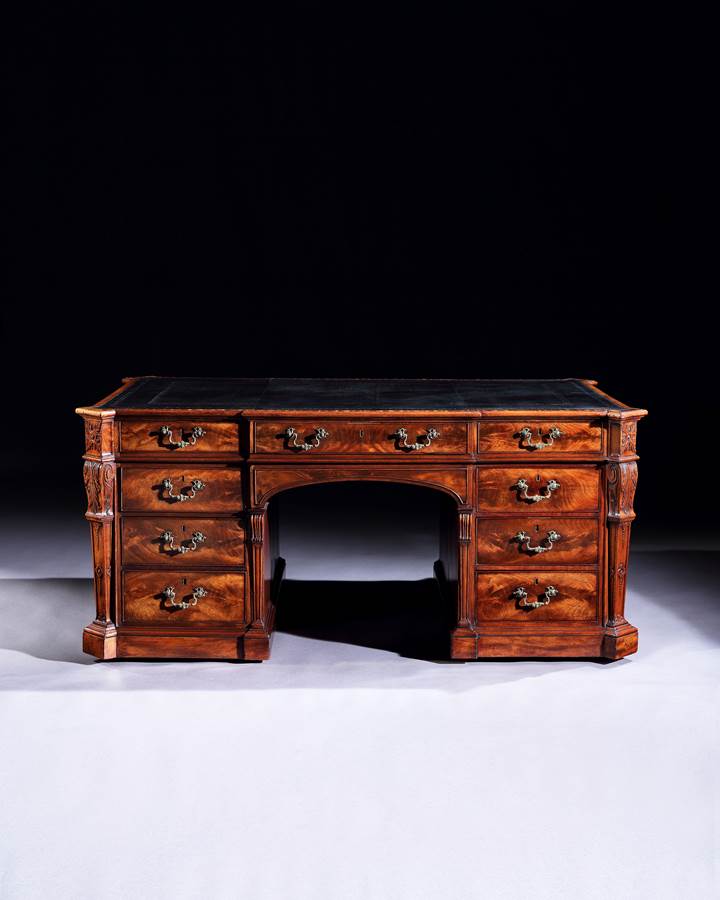A Chippendale Period carved Mahogany Partners Desk