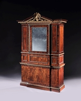 A George II Mahogany and Parcel Gilt Breakfront Secretaire Cabinet Attributed to William Hallett