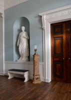 An important pair of carved and white painted hall benches from Kenwood House
