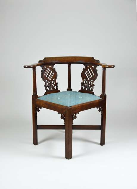 A Fine George II Period Carved Mahogany Corner Chair