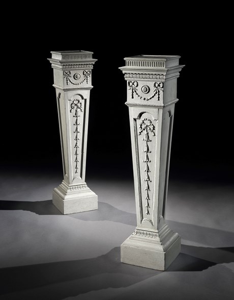 A Pair of George III Period White Painted Pedestals Attributed to Robert Adam