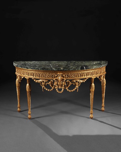  A GILTWOOD AND MARBLE TOPPED PIER TABLE ATTRIBUTED TO THOMAS CHIPPENDALE  