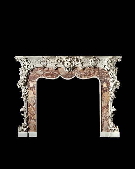 An Outstanding George III Period Rococo Carved Fire Surround Retaining its Original White Painted Decoration