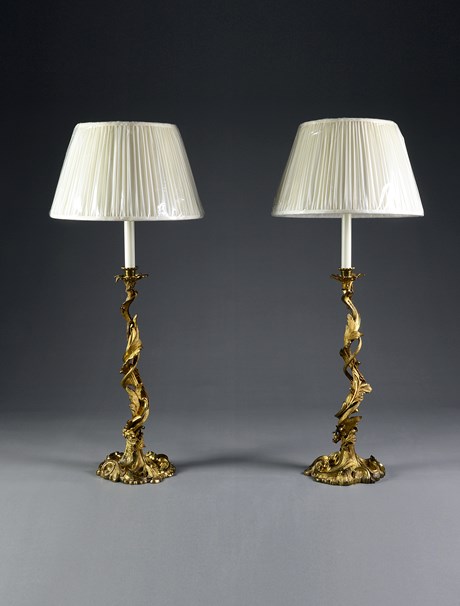 AN EXCEPTIONAL PAIR OF EARLY NINETEENTH CENTURY GILT BRONZE CANDLESTICKS  BY Thomas Abbott