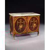 A Pair of George III Marquetry Bombe Commodes Attributed to Mayhew and Ince