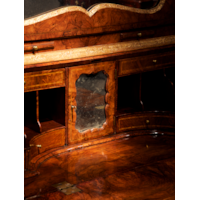 A George II Burr Walnut Parcel-Gilt and Gilt Bronze Mounted Bureau Bookcase In the manner of Giles Grendey
