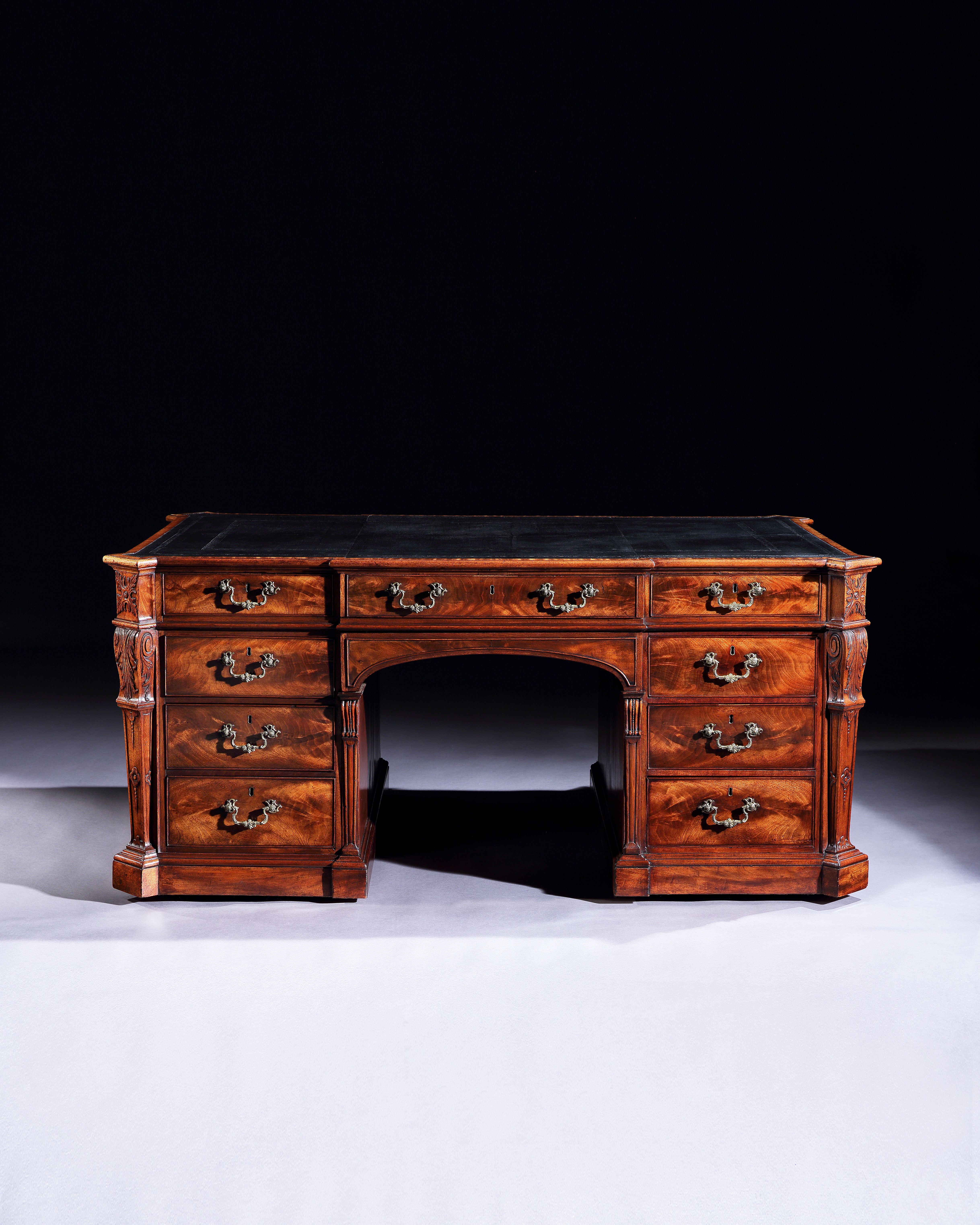 A Chippendale Period carved Mahogany Partners Desk