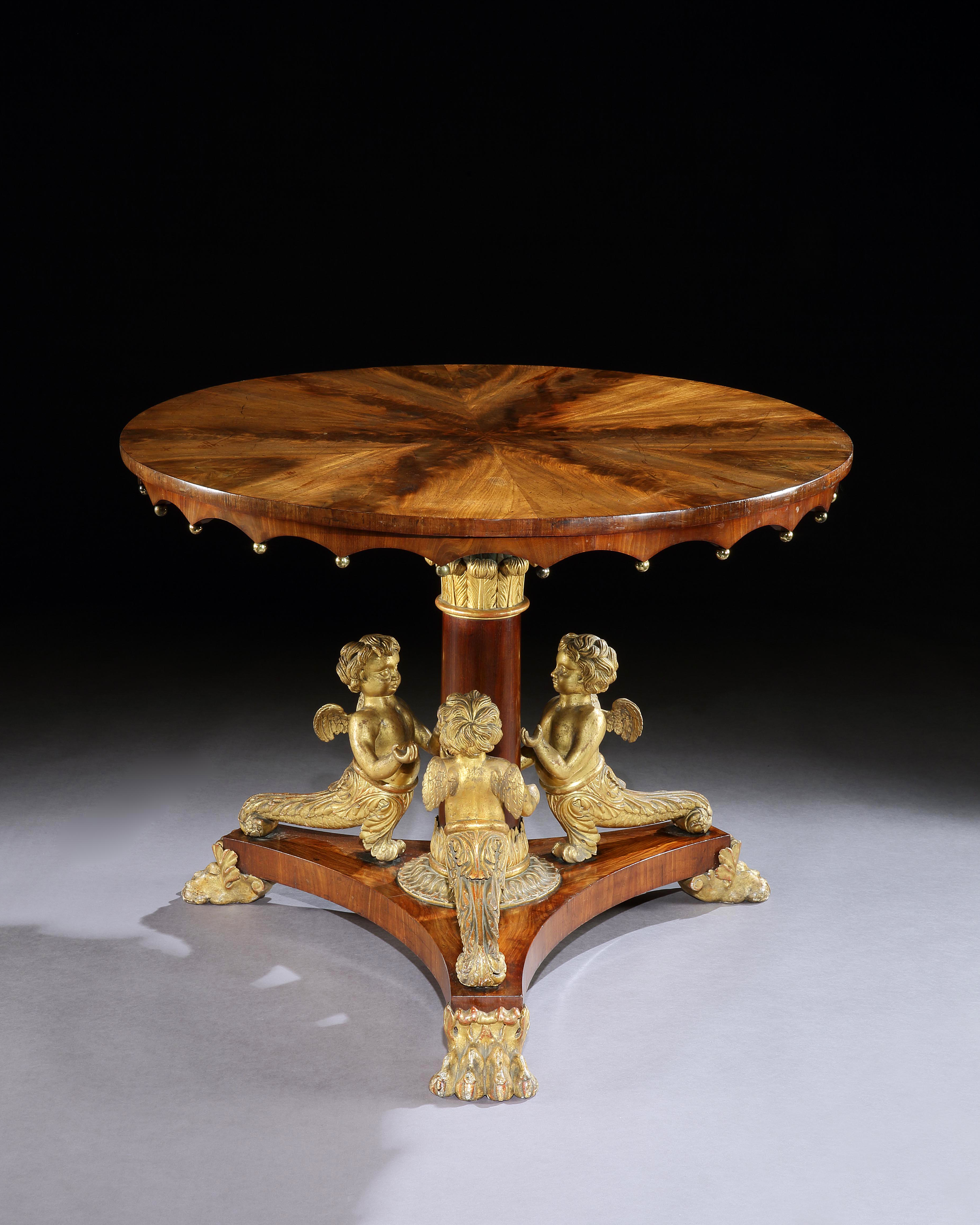 A 19th Century Mahogany and Carved Gilt Centre Table