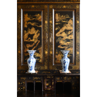 A RARE GEORGE II PERIOD LACQUER BUREAU CABINET