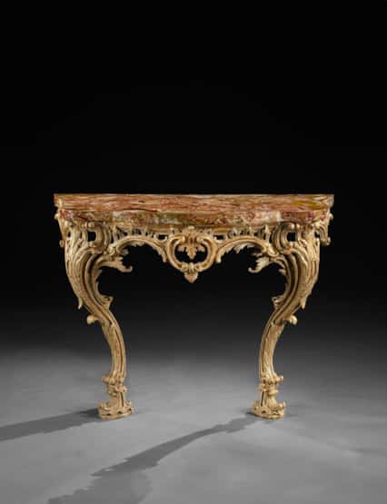 A Rare George III Period Carved and Giltwood Console Table with Original Sicilian Jasper Marble top