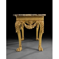 George II Period Giltwood Side Table with Breccia Marble Top