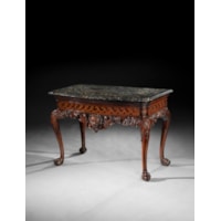 A George II Period Carved Mahogany Side Table with Portoro Marble Top