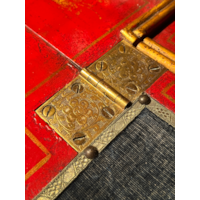 A GEORGE I PERIOD SCARLET AND GILT JAPANNED BUREAU CABINET