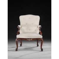 A PAIR OF GEORGE III PERIOD MAHOGANY GAINSBOROUGH ARMCHAIRS
