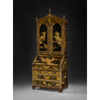 A GEORGE II PERIOD LACQUER BUREAU CABINET