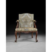 A George II Period Mahogany Gainsborough Armchair, Attributed to Paul Saunders