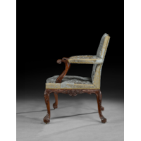 A George II Period Mahogany Gainsborough Armchair, Attributed to Paul Saunders