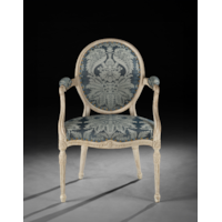 A Pair of George III period carved and painted Armchairs