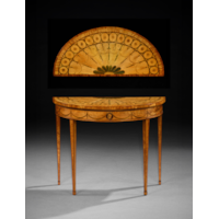 A Pair of George III Period Satinwood Marquetry Tables, Attributed to Thomas Chippendale Junior