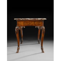 A George II Period Carved Walnut Side Table  with Breccia Marble Top