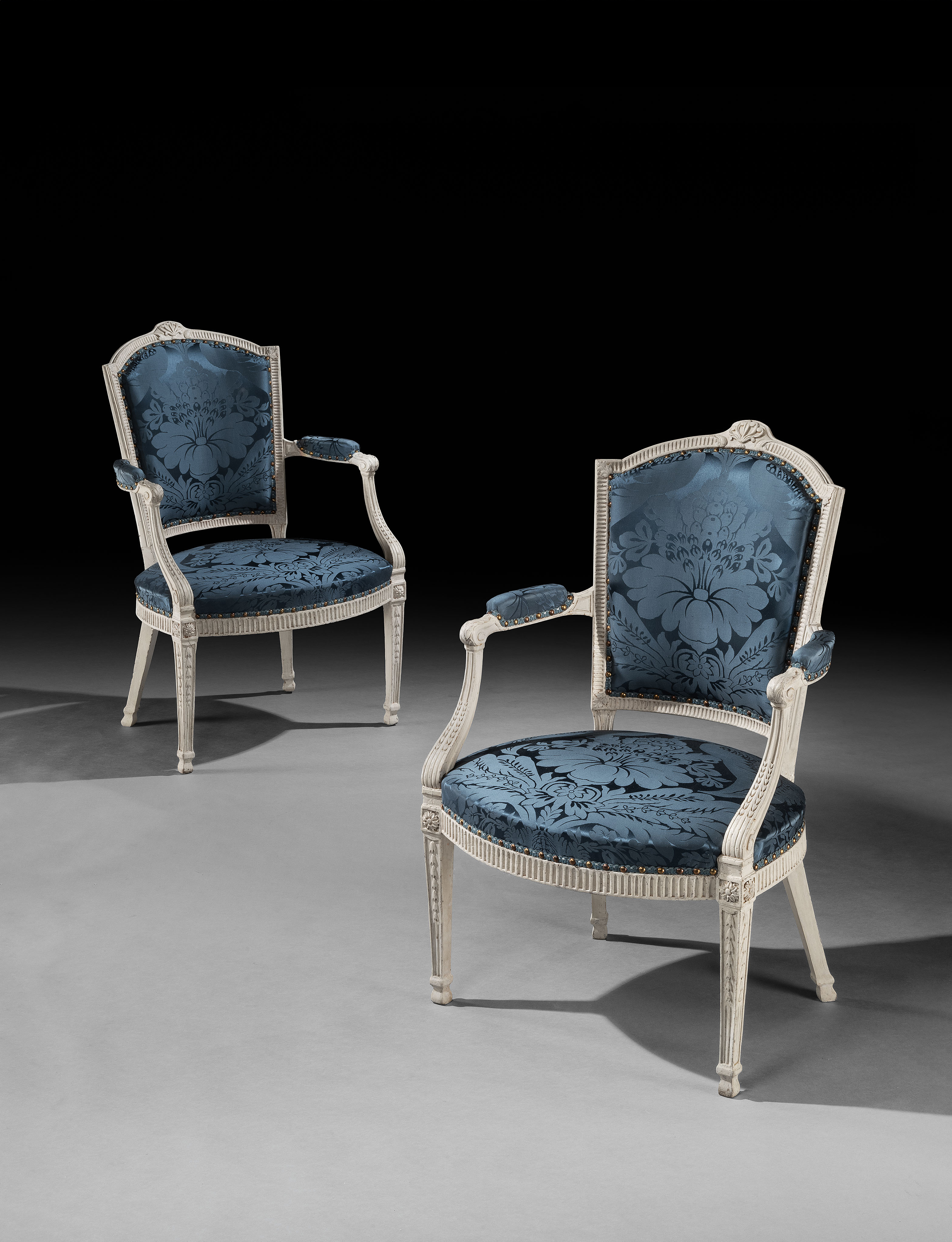 A Pair of George III Period Painted Armchairs