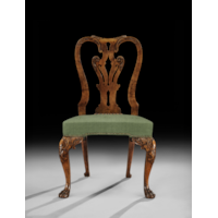 A FINE PAIR OF GEORGE II CARVED WALNUT SIDE CHAIRS