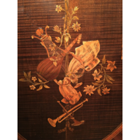 A Pair of George III Marquetry Bombe Commodes Attributed to Mayhew and Ince