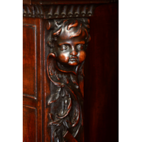 A PAIR OF GEORGE II PERIOD SERPENTINE FRONTED MAHOGANY COMMODES ATTRIBUTED TO THE WORKSHOP OF WILLIAM VILE OR WILLIAM HALLETT THE CARVING POSSIBLY BY JOHN BOSON